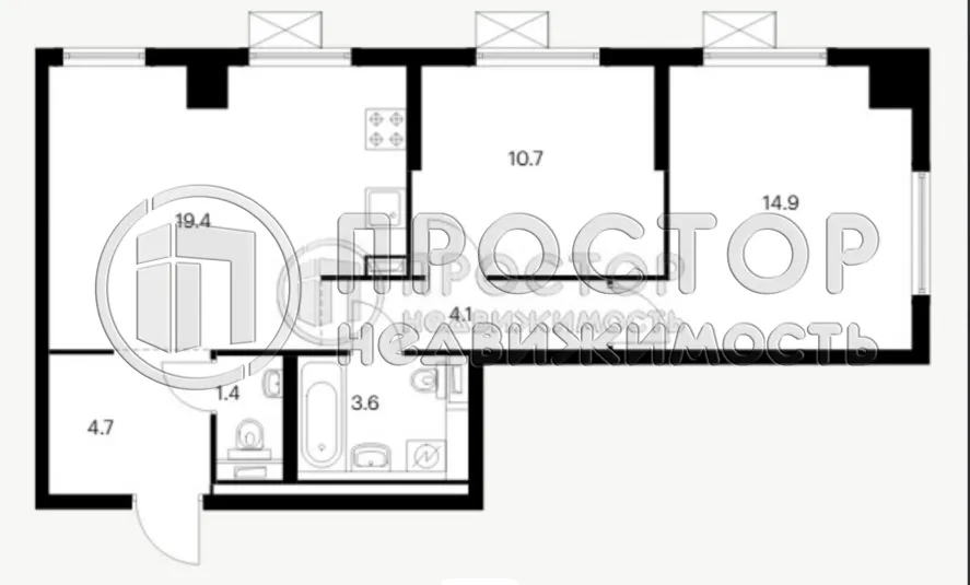 2-комнатная квартира, 58.8 м² - фото 13