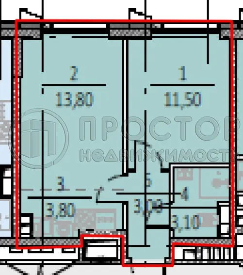 1-комнатная квартира, 35.2 м² - фото 15