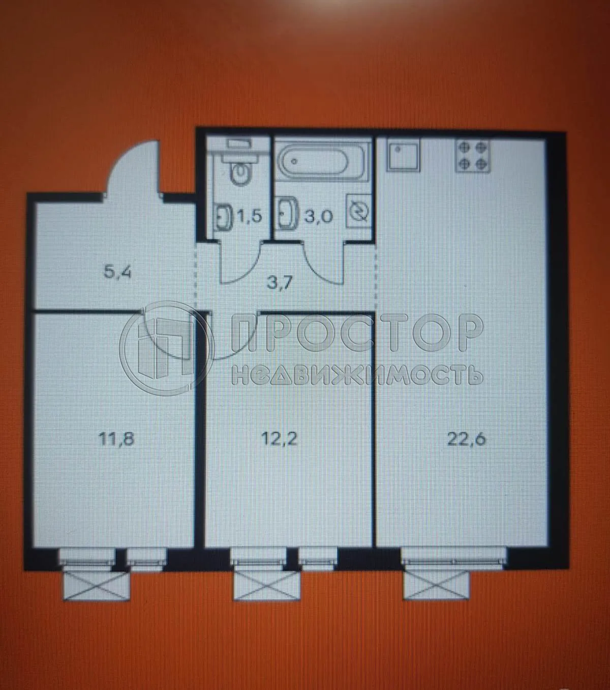 2-комнатная квартира, 58.9 м² - фото 11