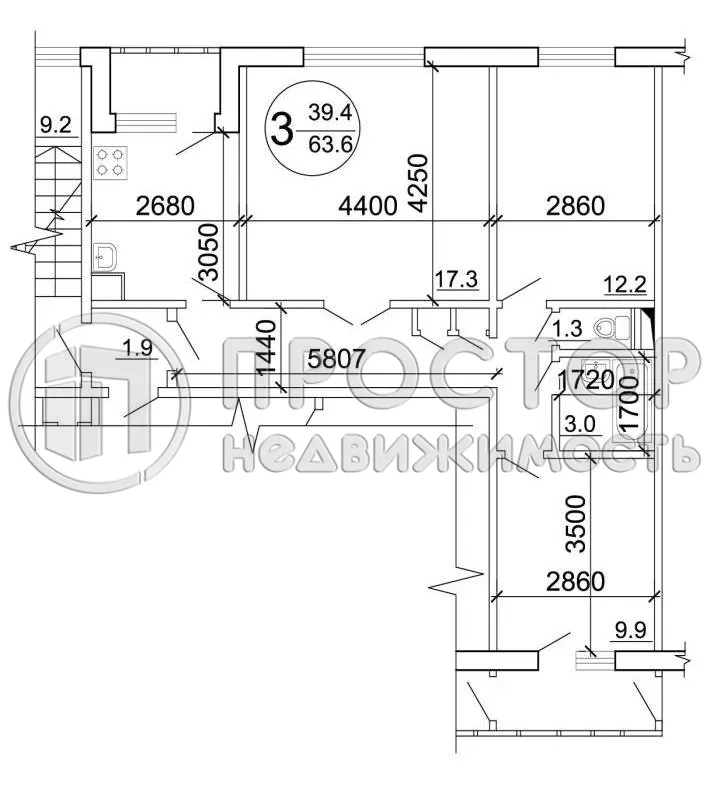 3-комнатная квартира, 65 м² - фото 18