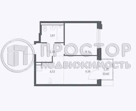 1-комнатная квартира, 35.29 м² - фото 11