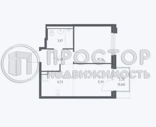 1-комнатная квартира, 35.29 м² - фото 11