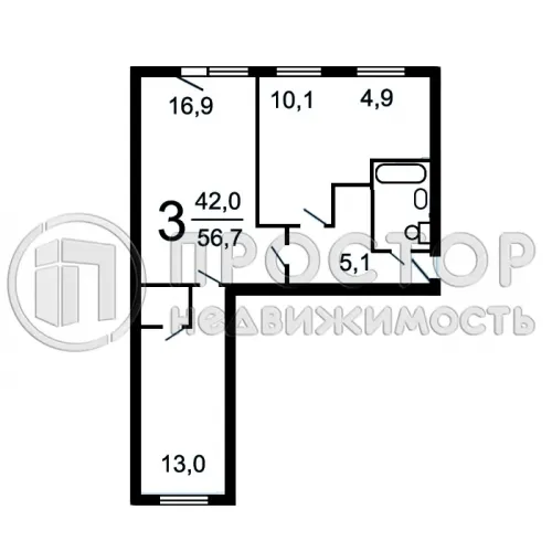 3-комнатная квартира, 57.5 м² - фото 12