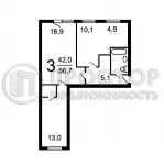 3-комнатная квартира, 57.5 м² - фото 23