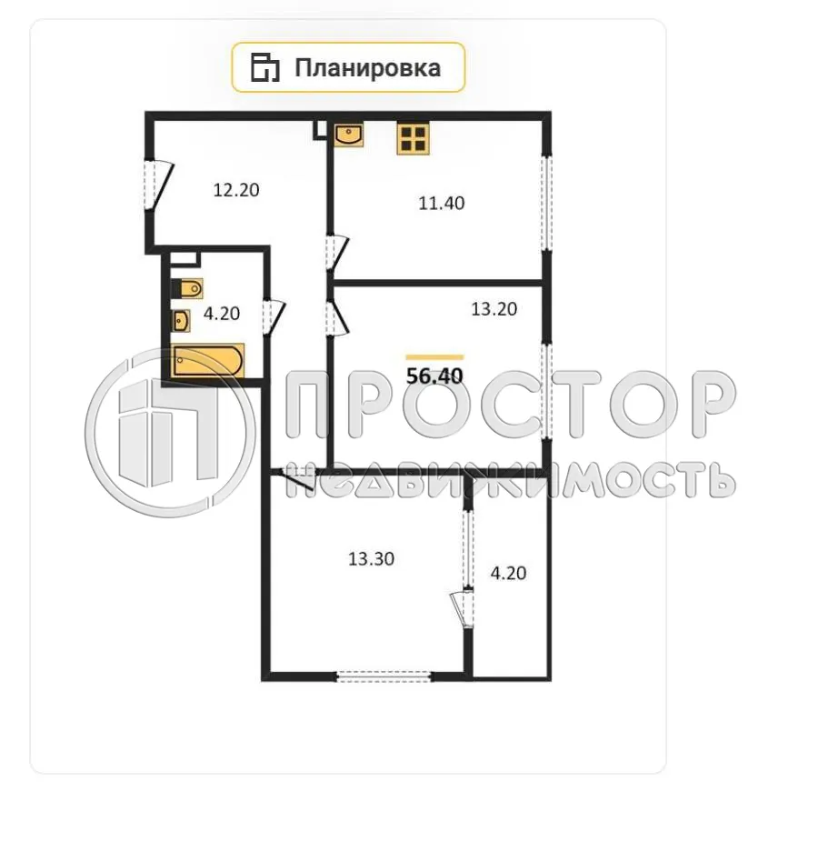 2-комнатная квартира, 56.4 м² - фото 9