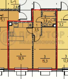 1-комнатная квартира, 41.5 м² - фото 21