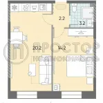 1-комнатная квартира, 39.8 м² - фото 15