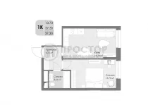 1-комнатная квартира, 37.3 м² - фото 23