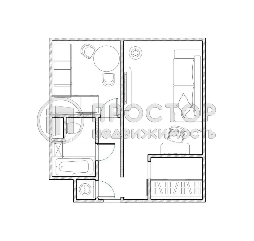 1-комнатная квартира, 33 м² - фото 16