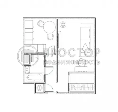 1-комнатная квартира, 33 м² - фото 16