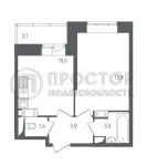 1-комнатная квартира, 34.2 м² - фото 19