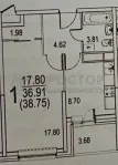 1-комнатная квартира, 38.75 м² - фото 27