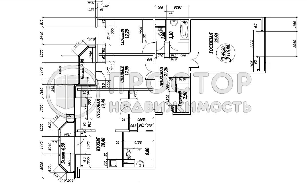 3-комнатная квартира, 108.3 м² - фото 17