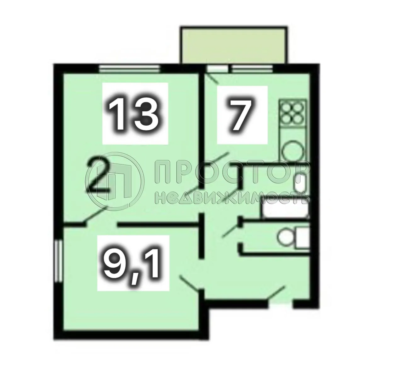 2-комнатная квартира, 39.4 м² - фото 23