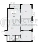 3-комнатная квартира, 72.5 м² - фото 11