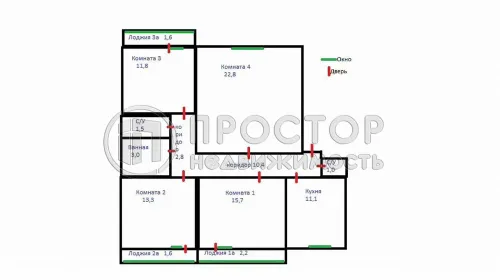 4-комнатная квартира, 98 м² - фото 2