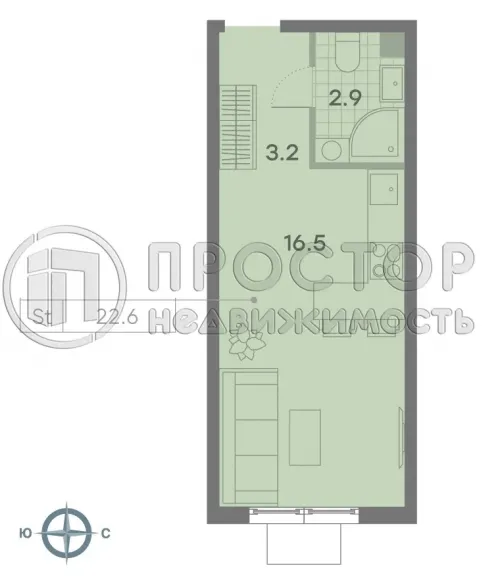 Студия, 22.6 м² - фото 3