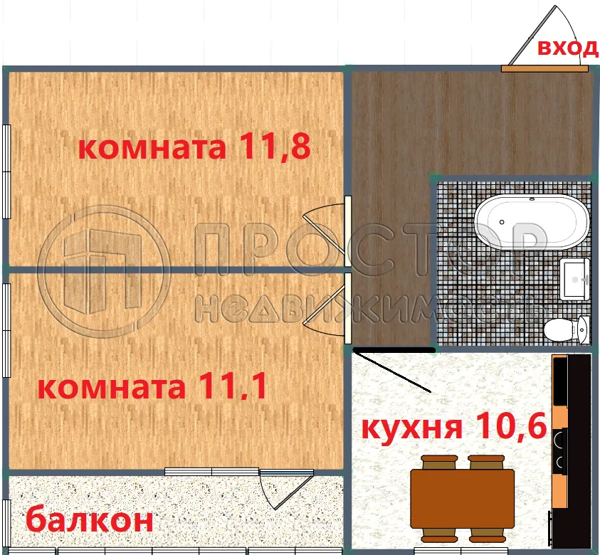 2-комнатная квартира, 48.9 м² - фото 12