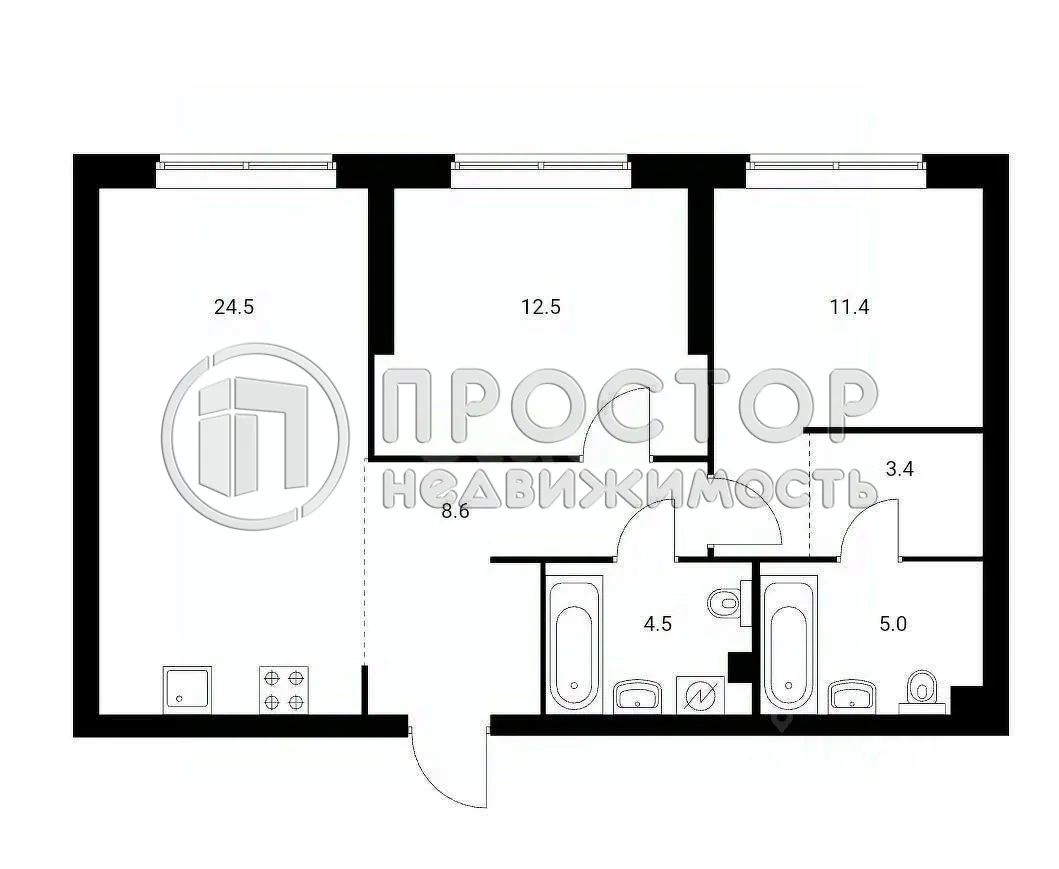 2-комнатная квартира, 70.1 м² - фото 13