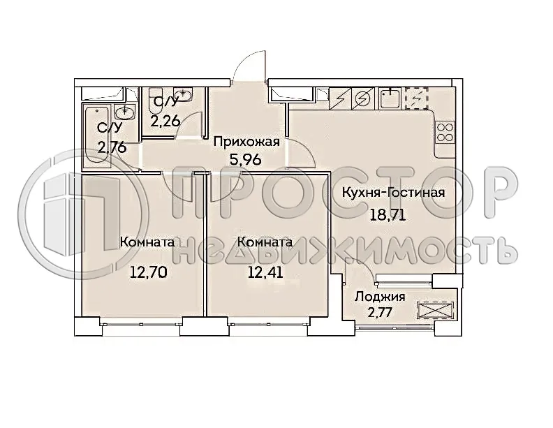 2-комнатная квартира, 56.2 м² - фото 16