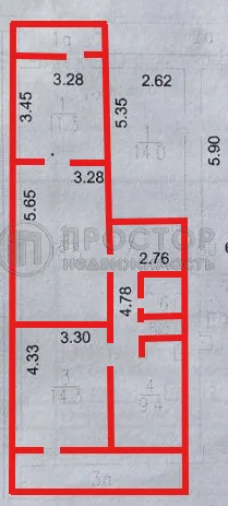 3-комнатная квартира, 64.5 м² - фото 25