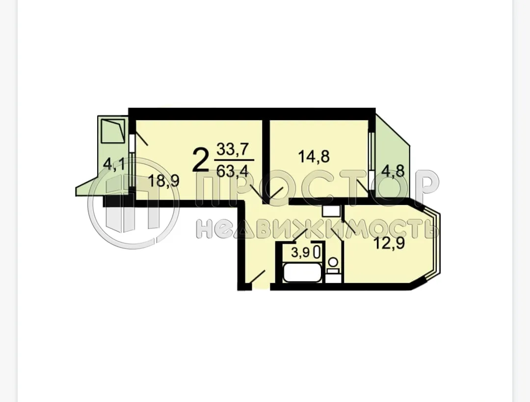 2-комнатная квартира, 63.4 м² - фото 19