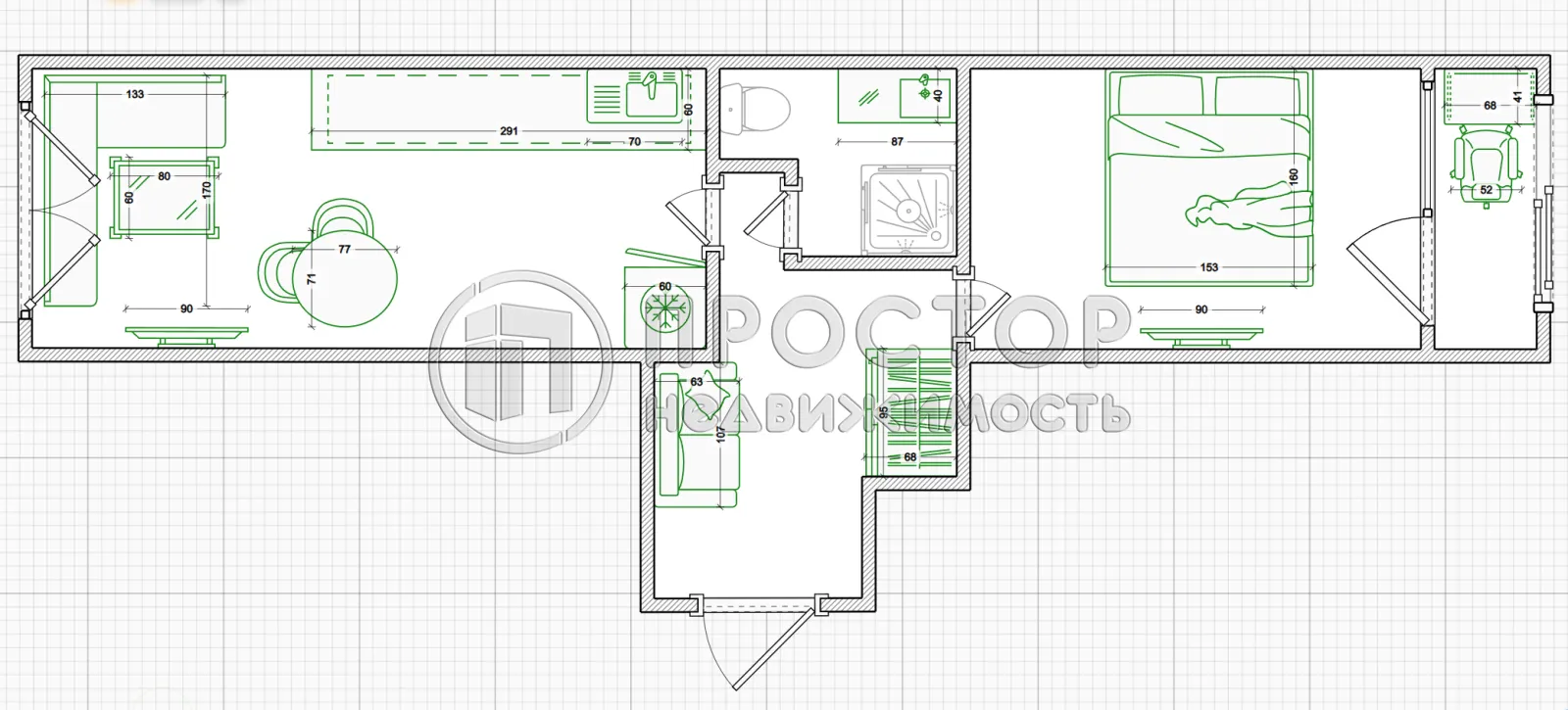 2-комнатная квартира, 52 м² - фото 15