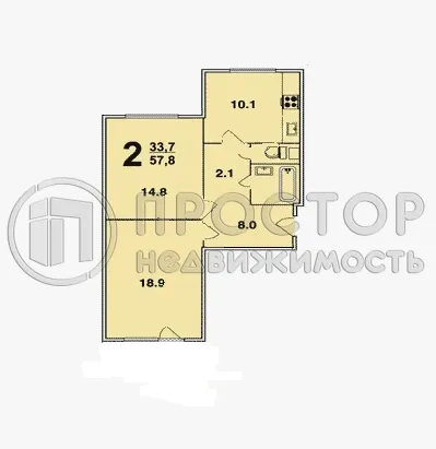 2-комнатная квартира, 57.8 м² - фото 21