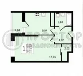 1-комнатная квартира, 36.9 м² - фото 41