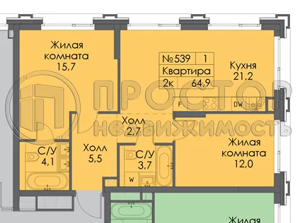 2-комнатная квартира, 64.9 м² - фото 8