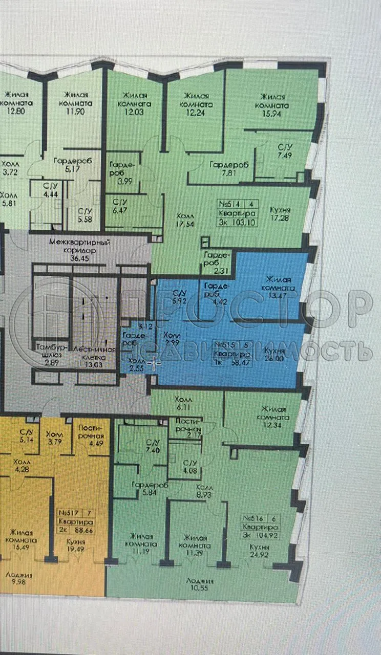 1-комнатная квартира, 58.47 м² - фото 13