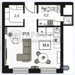 Студия, 32.5 м² - фото 21