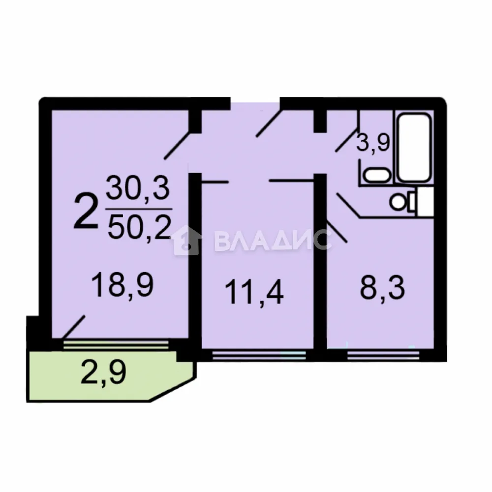 2-комнатная квартира, 50.2 м² - фото 9