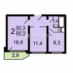 2-комнатная квартира, 50.2 м² - фото 17