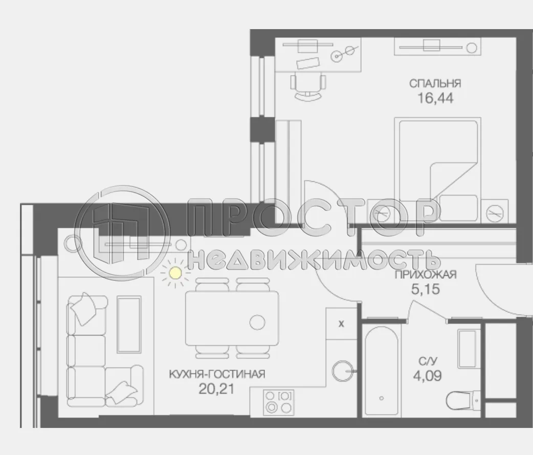 2-комнатная квартира, 45.89 м² - фото 5
