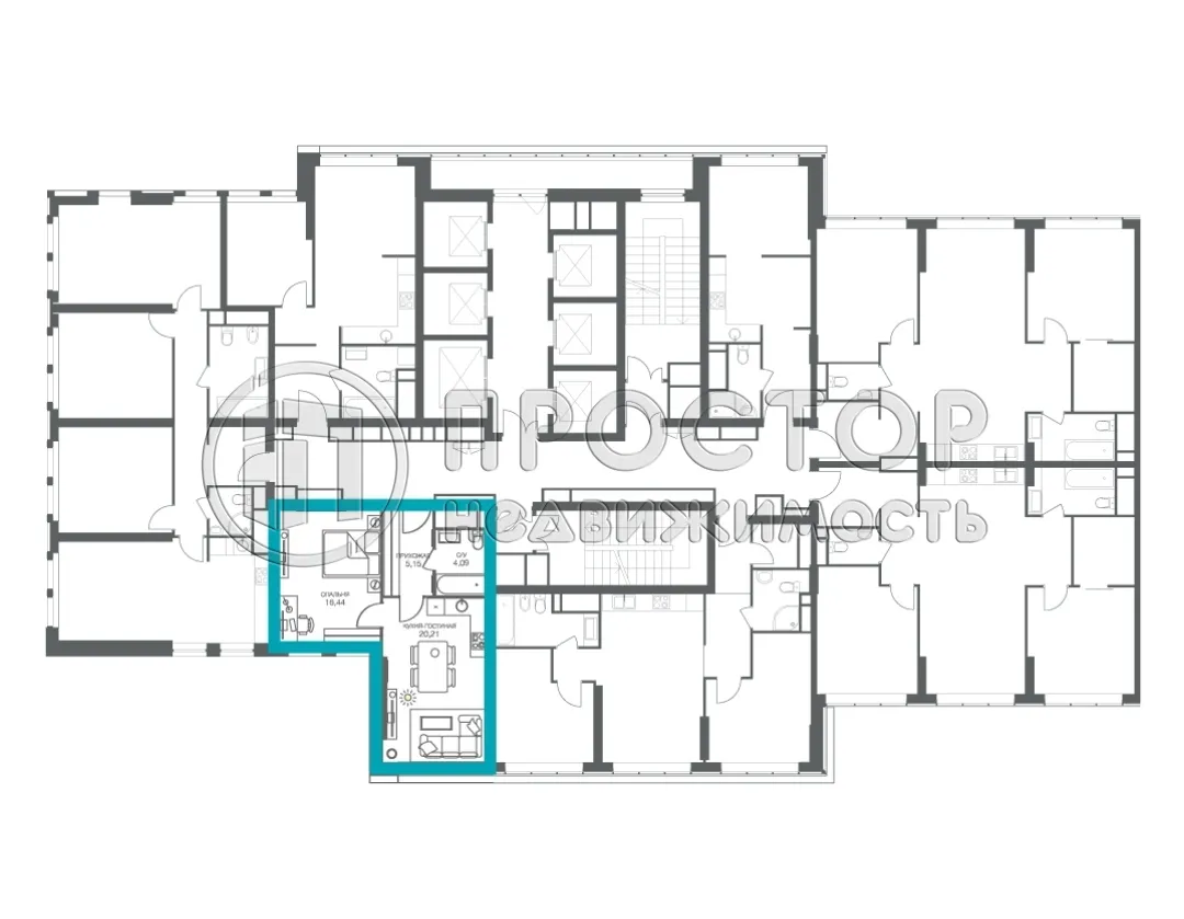 2-комнатная квартира, 45.89 м² - фото 6