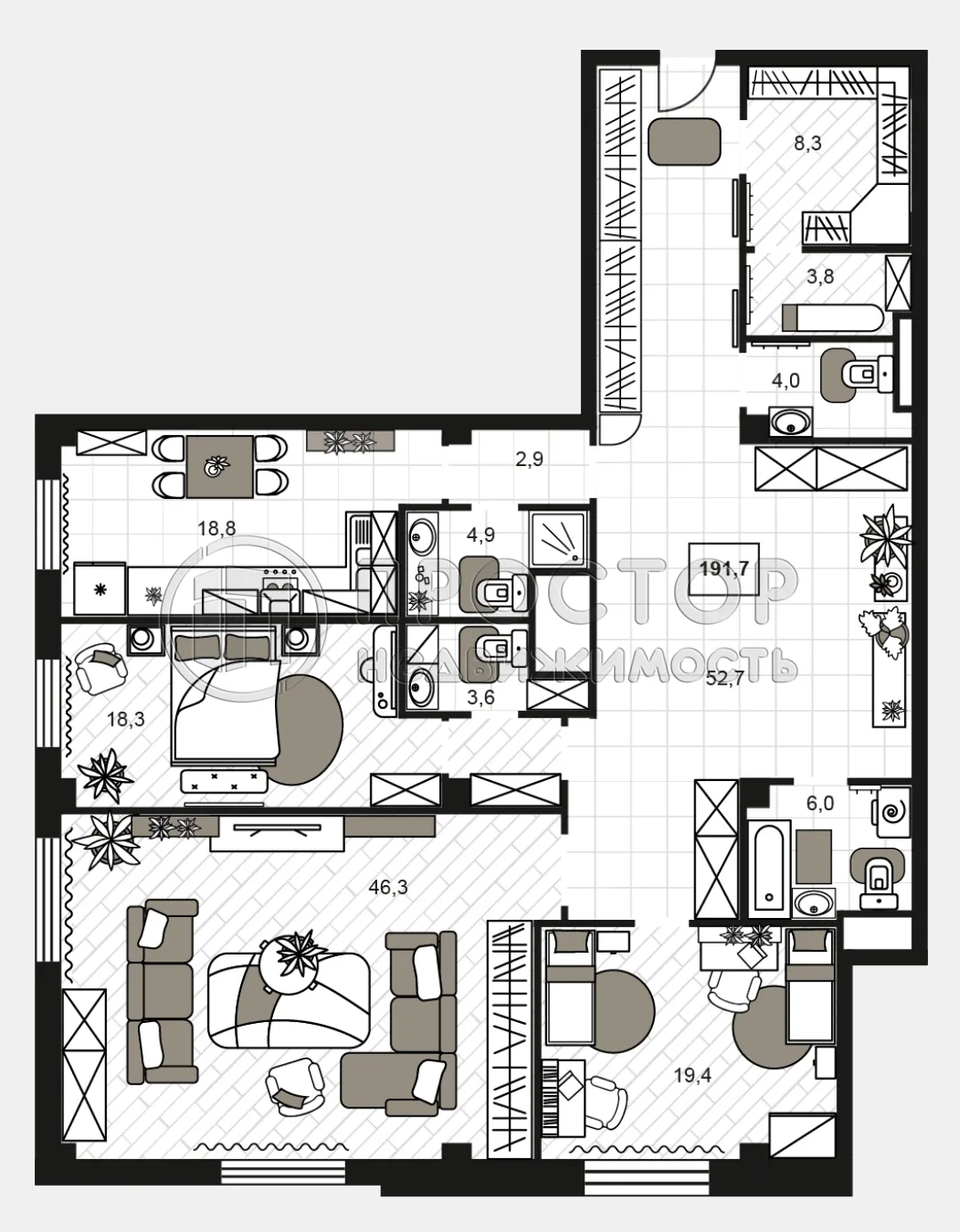 4-комнатная квартира, 191.7 м² - фото 11