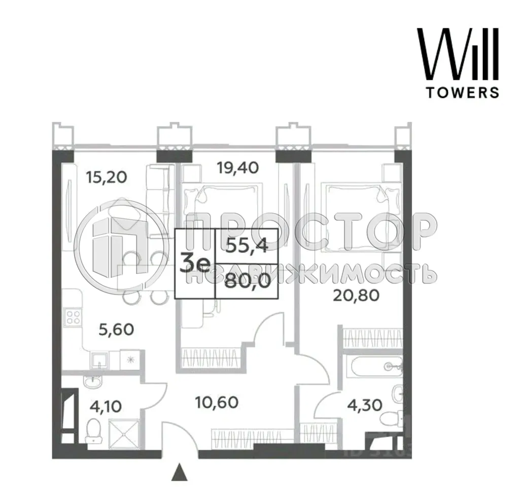 2-комнатная квартира, 80.3 м² - фото 10