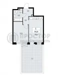 1-комнатная квартира, 44.4 м² - фото 29