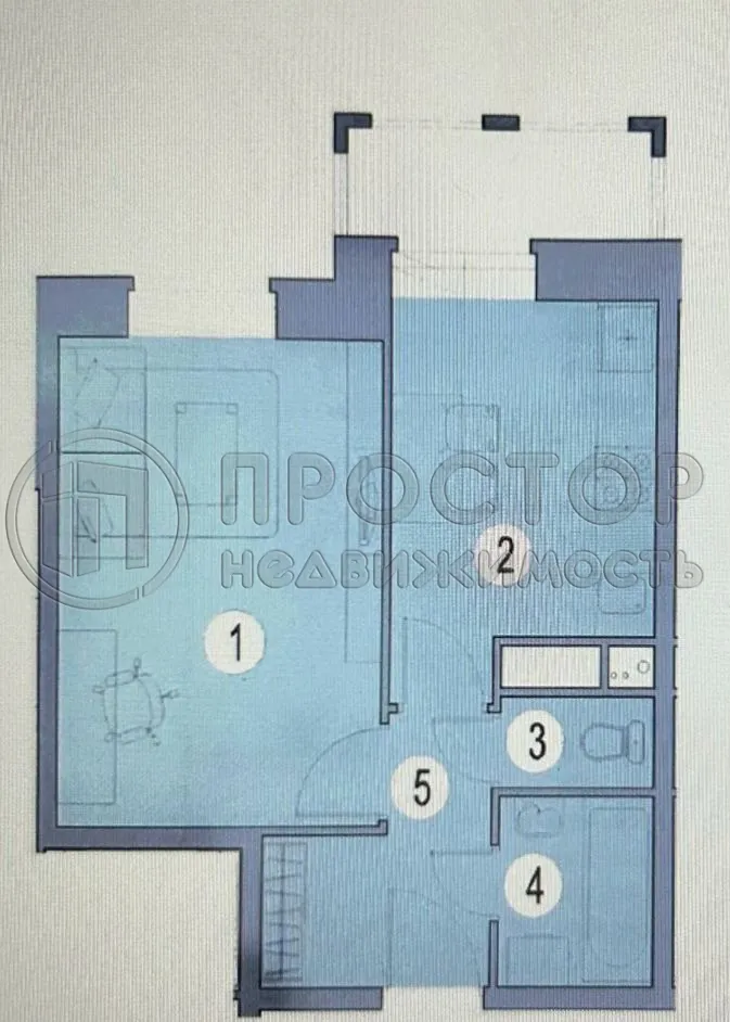 1-комнатная квартира, 35 м² - фото 3