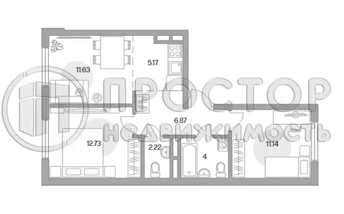3-комнатная квартира, 53.7 м² - фото 18