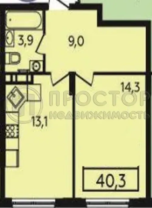 1-комнатная квартира, 40.3 м² - фото 18