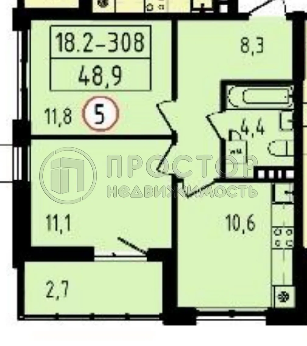 2-комнатная квартира, 48.9 м² - фото 15