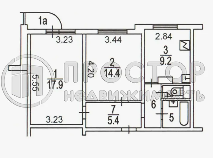 2-комнатная квартира, 54 м² - фото 5