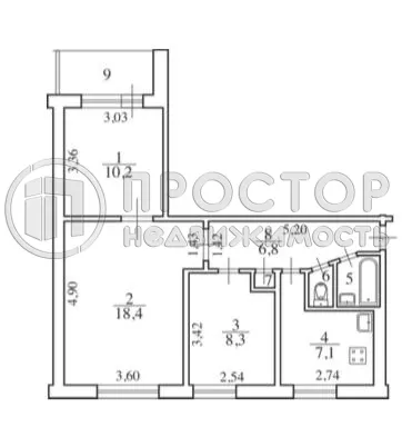 3-комнатная квартира, 54 м² - фото 33