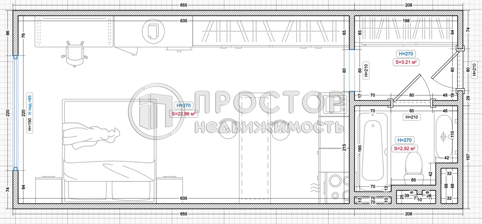 Студия, 30 м² - фото 6