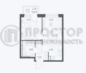 1-комнатная квартира, 35 м² - фото 25
