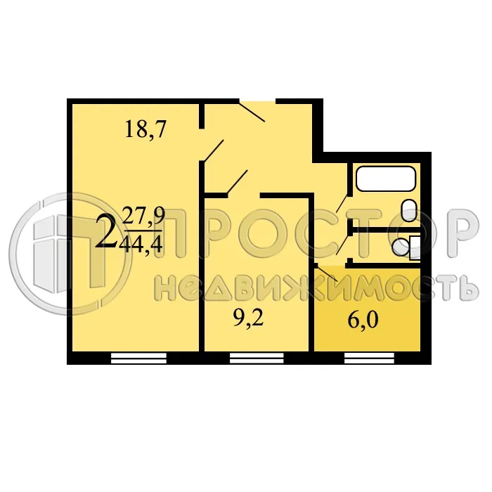 2-комнатная квартира, 44.6 м² - фото 19