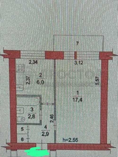 1-комнатная квартира, 30.8 м² - фото 14
