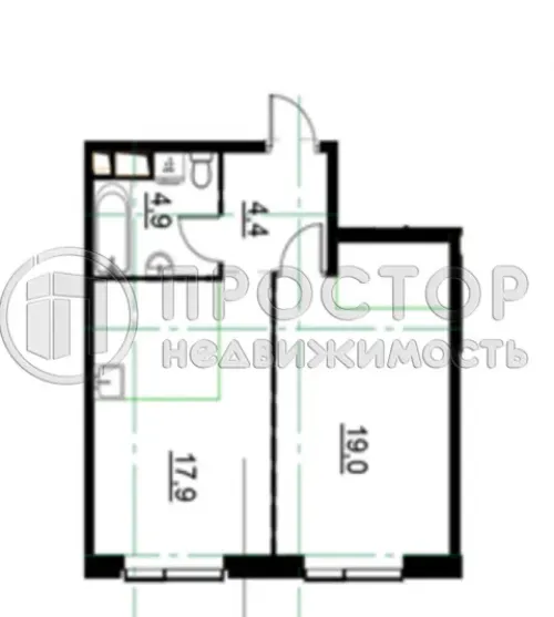 1-комнатная квартира, 46.3 м² - фото 2
